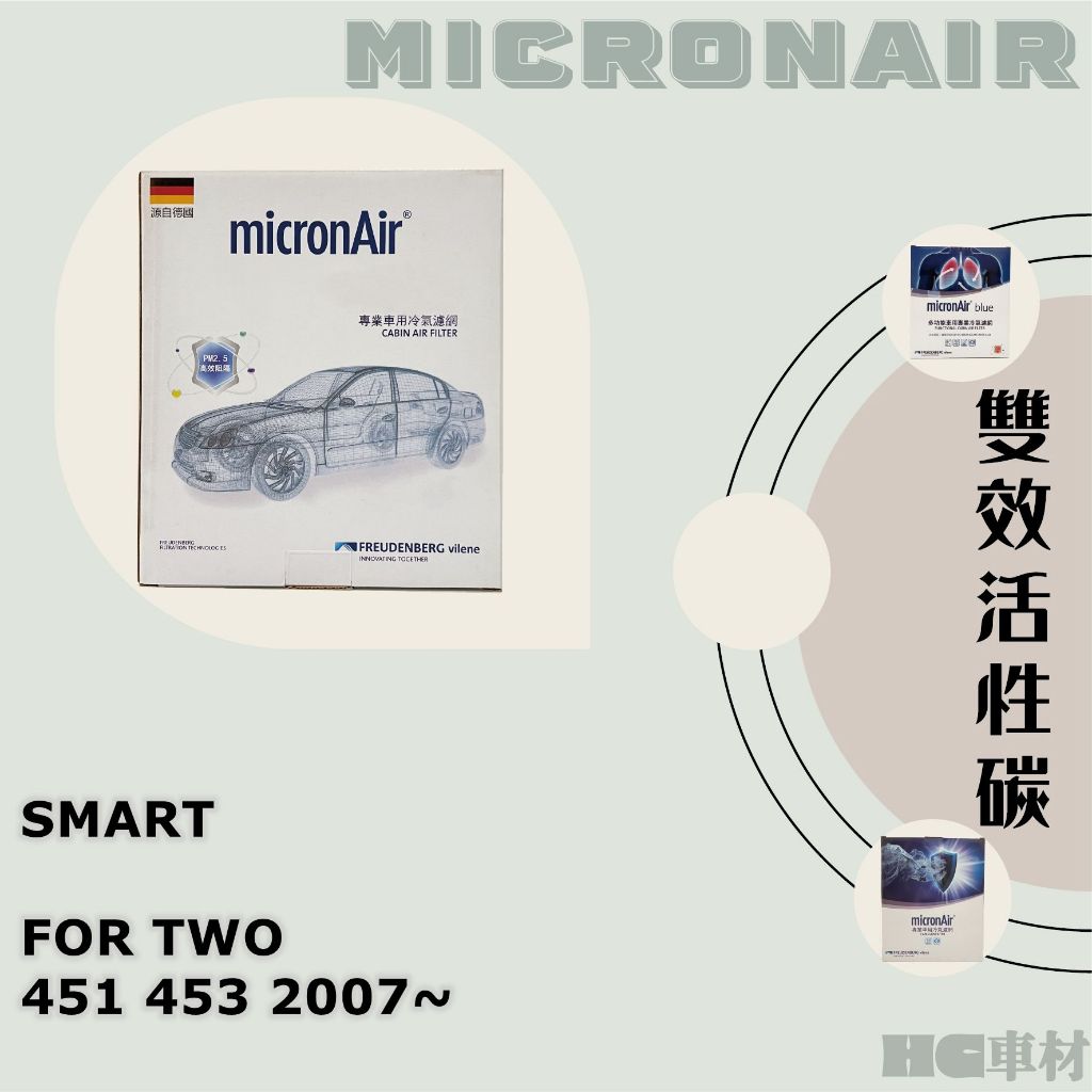 SMART FOR TWO 451 453 2007年後 micronAir 德國製造 活性碳 冷氣濾網 空調濾網