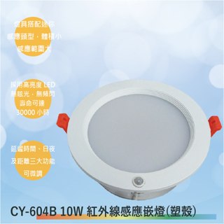 CY-604B 10W紅外線感應嵌燈(塑殼-台灣製造-全電壓-滿1500以上送LED燈泡)