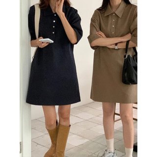 【VMO】 買衣送襪🎊Sisters Day純棉半袖連身襯衫裙 正韓 質感 顯瘦 新款 襯衫 連身裙 oversize
