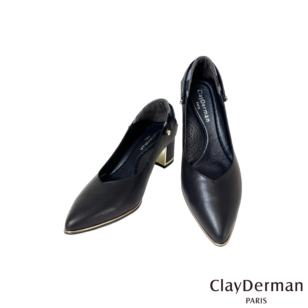 【ClayDerman】古典巴洛克歐風質感真皮中跟鞋-黑色(2367010-99)