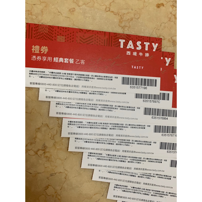 西提TASTY禮券 /陶板屋禮券 王品集團 優惠券