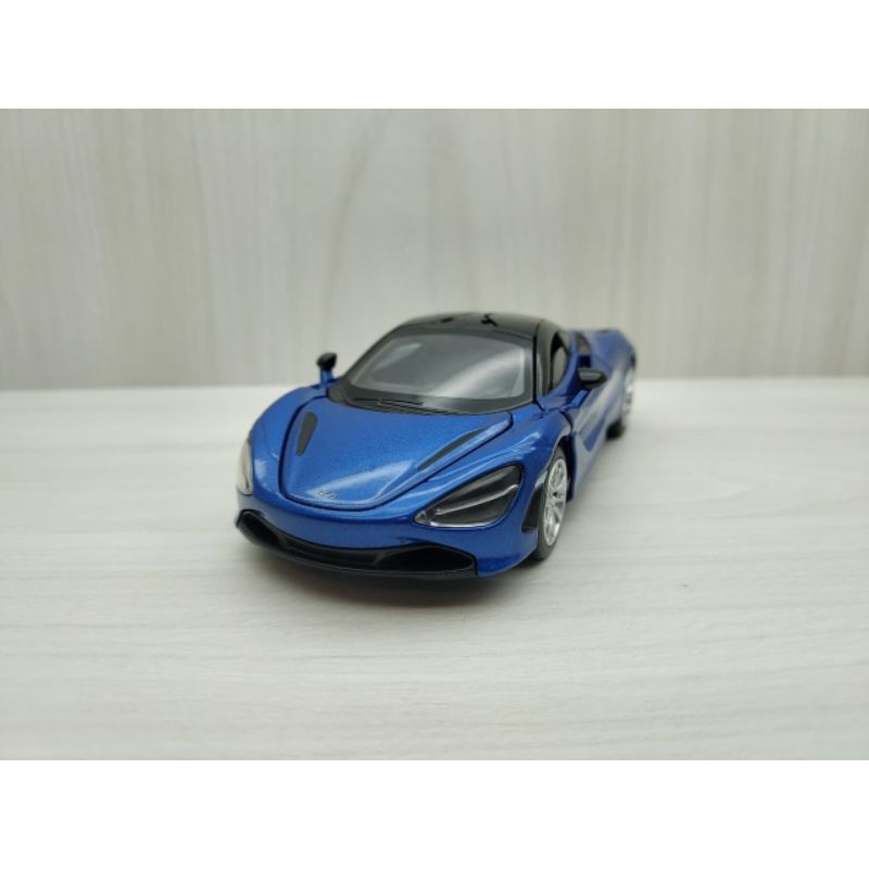 全新盒裝1:32~麥拉倫 720S 藍色 合金模型聲光車合金收藏兒童禮物擺件聲光玩具比例模型交通模型車迴力車