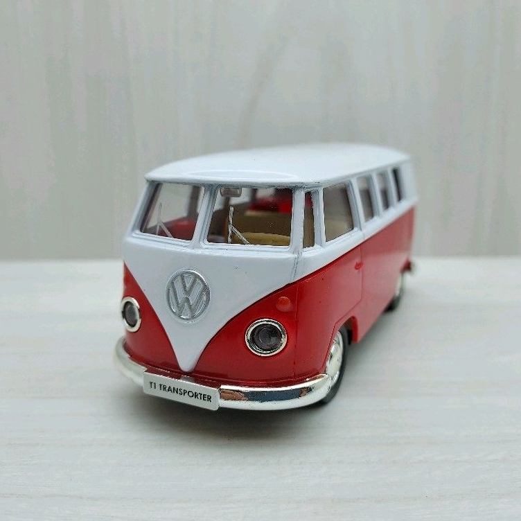 宅米吉 全新盒裝現貨~1:36~福斯廂型車 Bus T1 紅白色塗裝 合金 模型車 迴力車 玩具 兒童 禮物 收藏 交通