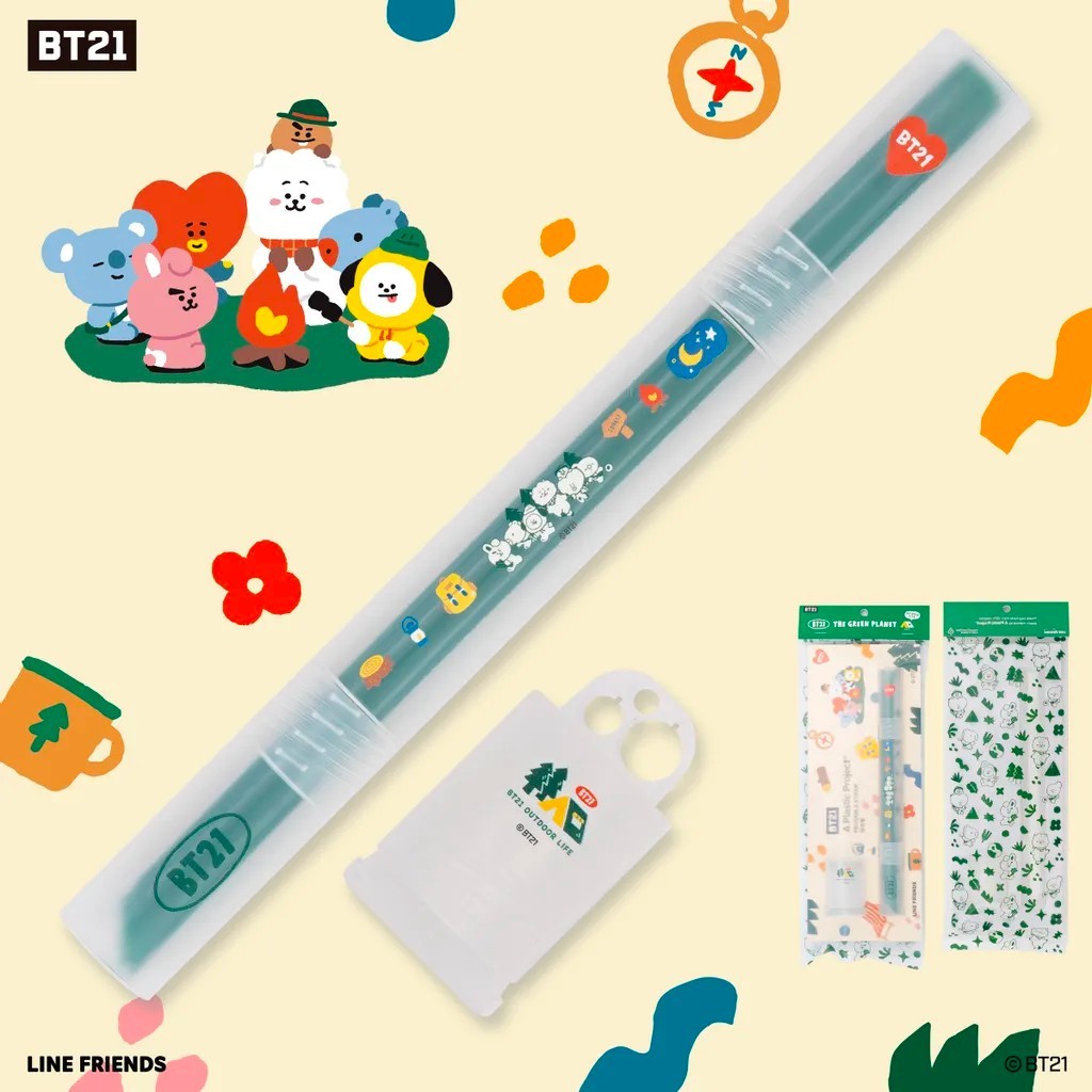 THE GREEN PLANET 全員｜LINE FRIENDS BT21吸吸管｜限量限定｜聯名款｜正版授權｜環保吸管