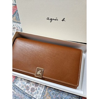 [布丁小舖]Agnes.b.長夾 9成新正品日本購入 咖啡色 天然皮革 贈 OSIM OS-141 眼部按摩器 贈完為止