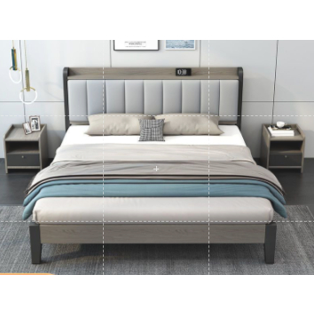 【助眠神器 安心工具】床雙人1.8x2米大床出租房1.2米單人床現代簡約傢用臥室穩固軟包床大床 雙人床 主臥床 實木床