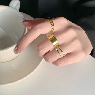 【好事+】韓版簡約設計戒指三件組 男女皆可配戴 ins風可調節開口 熱銷指環配件飾品 個性情侶套裝戒指 新款戒指
