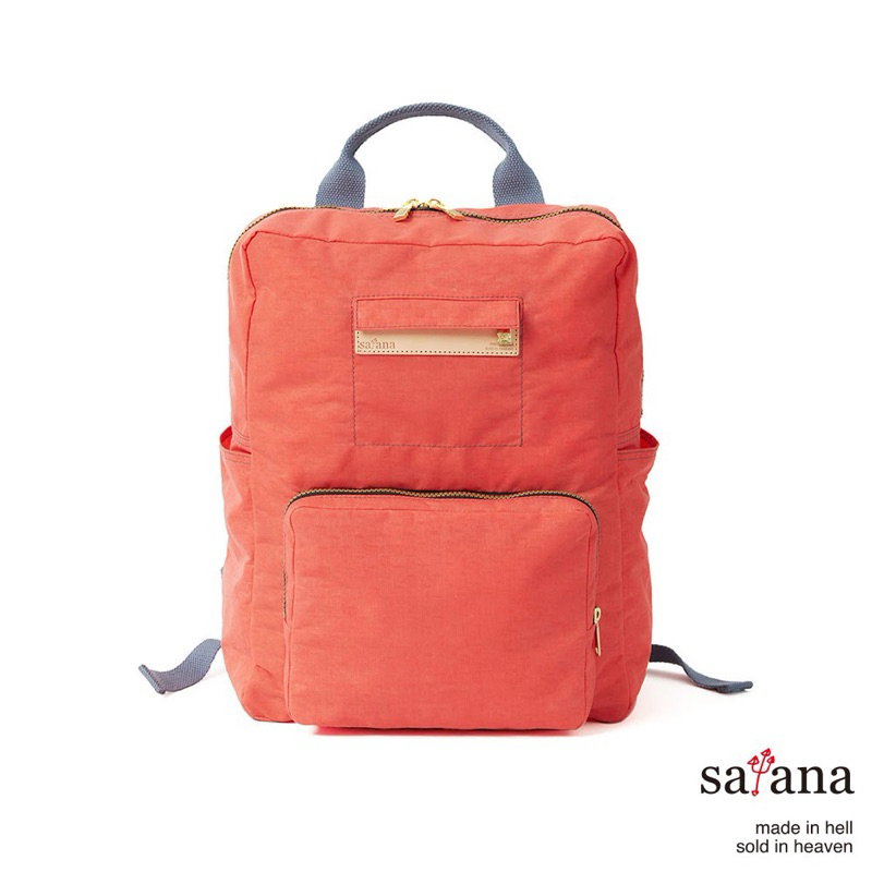satana - 極簡輕便摺疊後背包 - 珊瑚紅全新