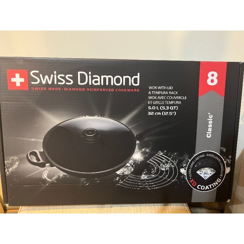 瑞士原裝 Swiss Diamond XD 瑞仕鑽石鍋 中華炒鍋32cm(含蓋)