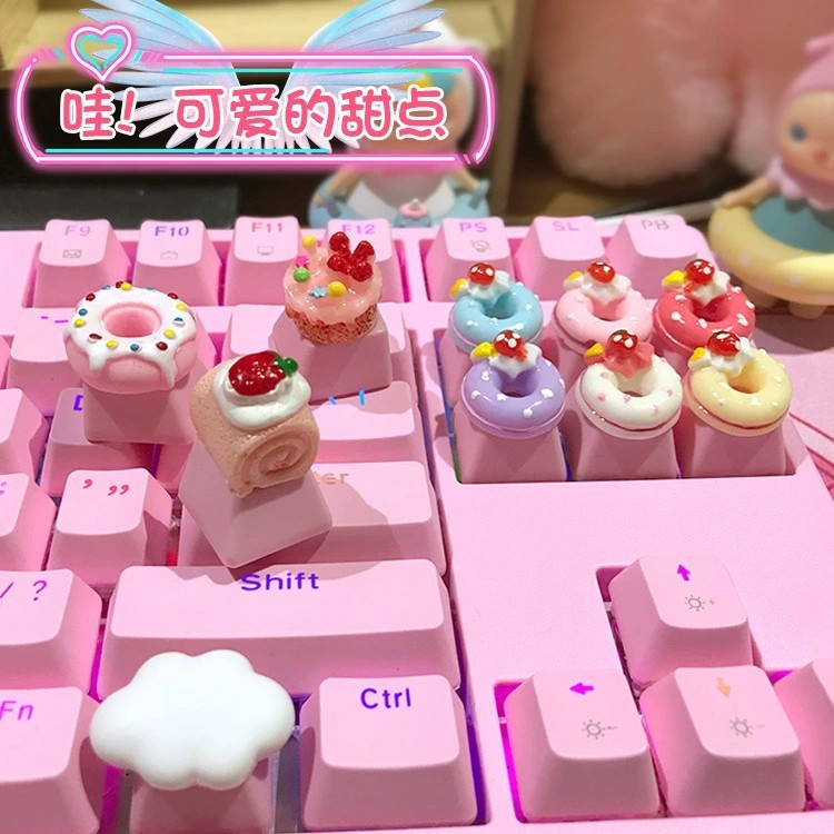 新品【五顆包郵】個性貓爪鍵帽 粉色蛋糕可愛美少女方形 機械鍵盤 專用 造型鍵帽 客製鍵帽 按鍵帽 禮物 可愛 生日禮物