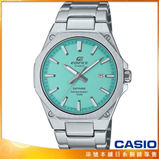 【柒號本舖】CASIO卡西歐 EDIFICE藍寶石石英鋼帶錶-湖水綠 / EFR-S108D-2B