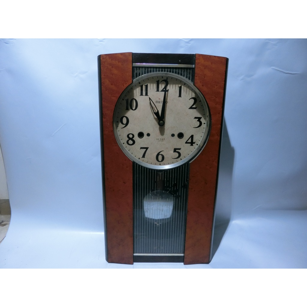 (z) 早期 古董 SEIKO 機械式發條時鐘 擺鐘 掛鐘 30日