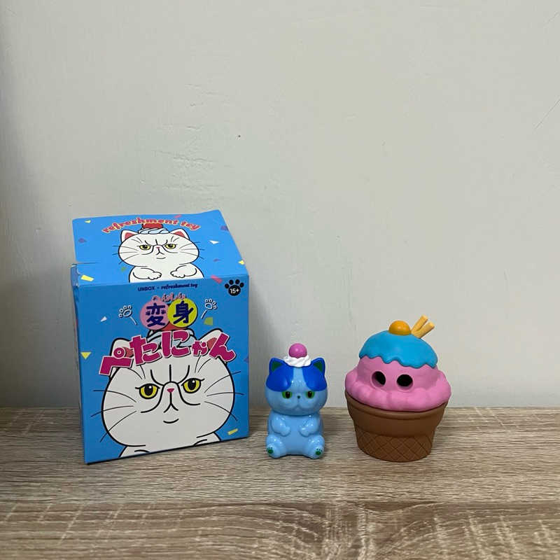 盒玩收藏公仔 變身蛋糕貓 UNBOX x refreshment toy 確認款隱藏版 藍色蛋糕貓咪