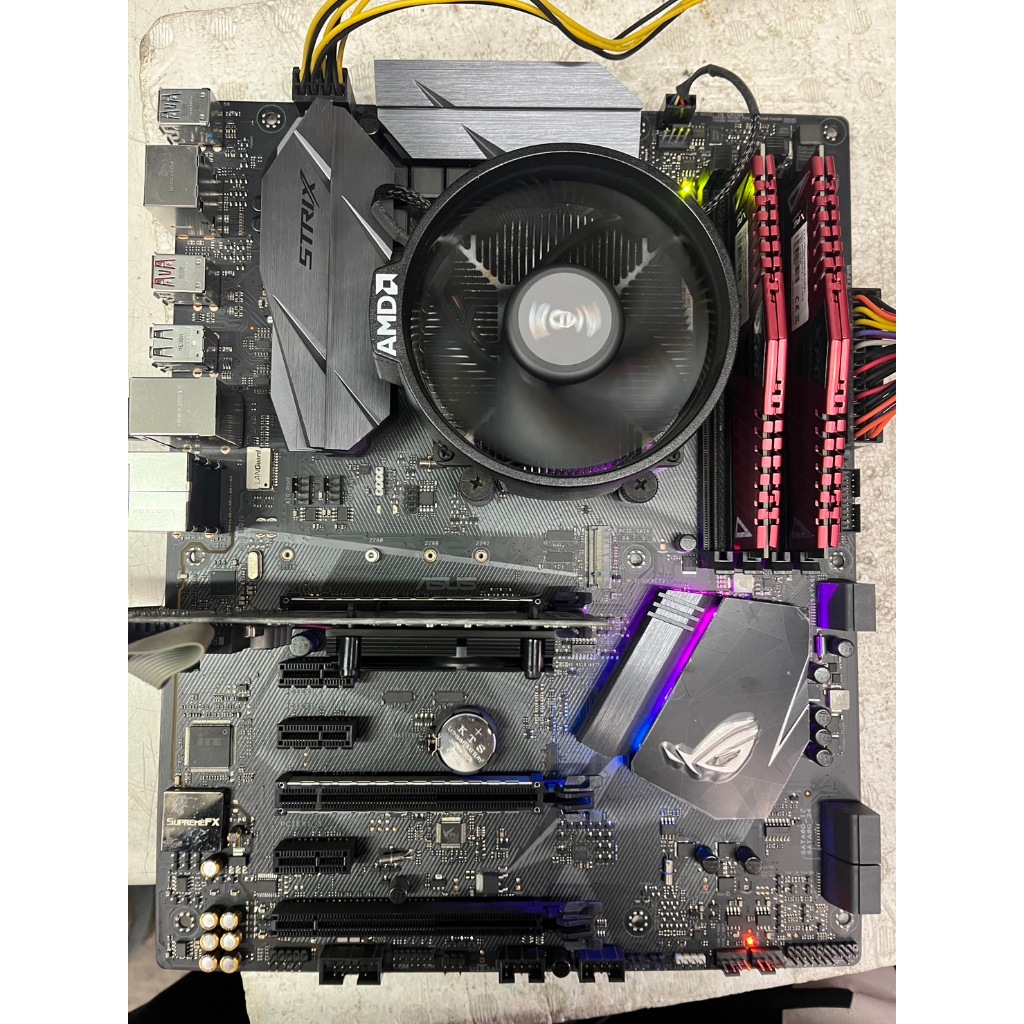 【蝦米電腦】二手 華碩 ROG B350-F 主機板/AM4腳位 含CPU R5 2600、CPU風扇、記憶體16G