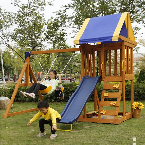 兒童戶外遊樂設備木製滑梯鞦韆室外公園滑滑梯露天遊樂場攀爬設施