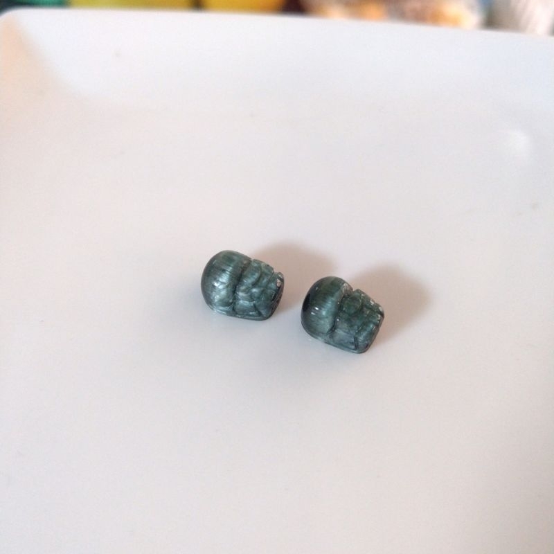 天然藍綠貓眼碧璽 通孔雕刻貔貅 7-8*10*11mm 水晶寶石雕刻件102806