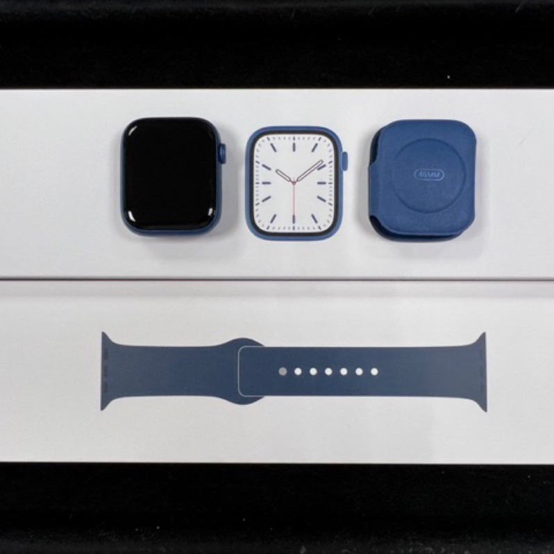 二手 Apple Watch Series 7 S7 GPS 45mm 藍色 9.5成新 完整盒裝配件