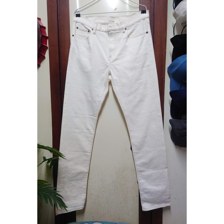 （買來未穿）Uniqlo 優衣庫 中腰 32吋 slim 合身褲 牛仔褲 彈性褲 白褲 日系