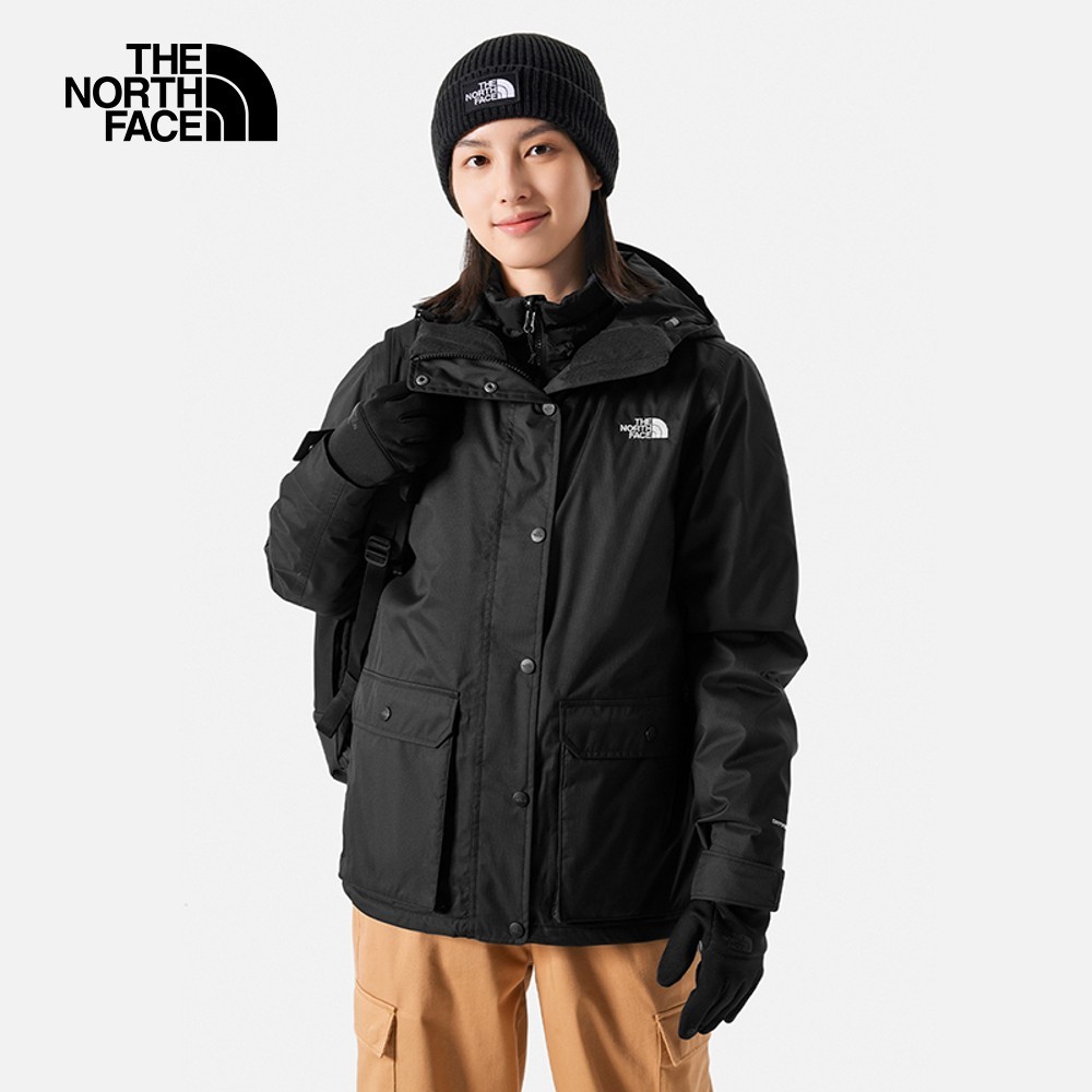 The North Face 女防水透氣保暖連帽三合一外套-黑-NF0A88RWJK3