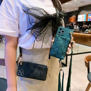 現貨 高階幾何零錢包卡包卡套帶掛繩手機殼適用三星Samsung A21S A22 A31 A32 A33 A40 A41
