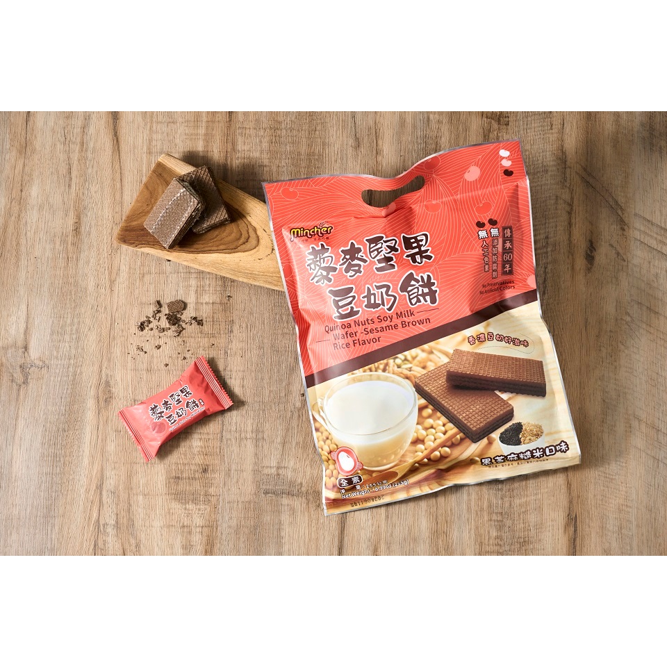 【2023新品上市】Mincher 藜麥堅果豆奶餅-黑芝麻糙米味255g(超取限8包)