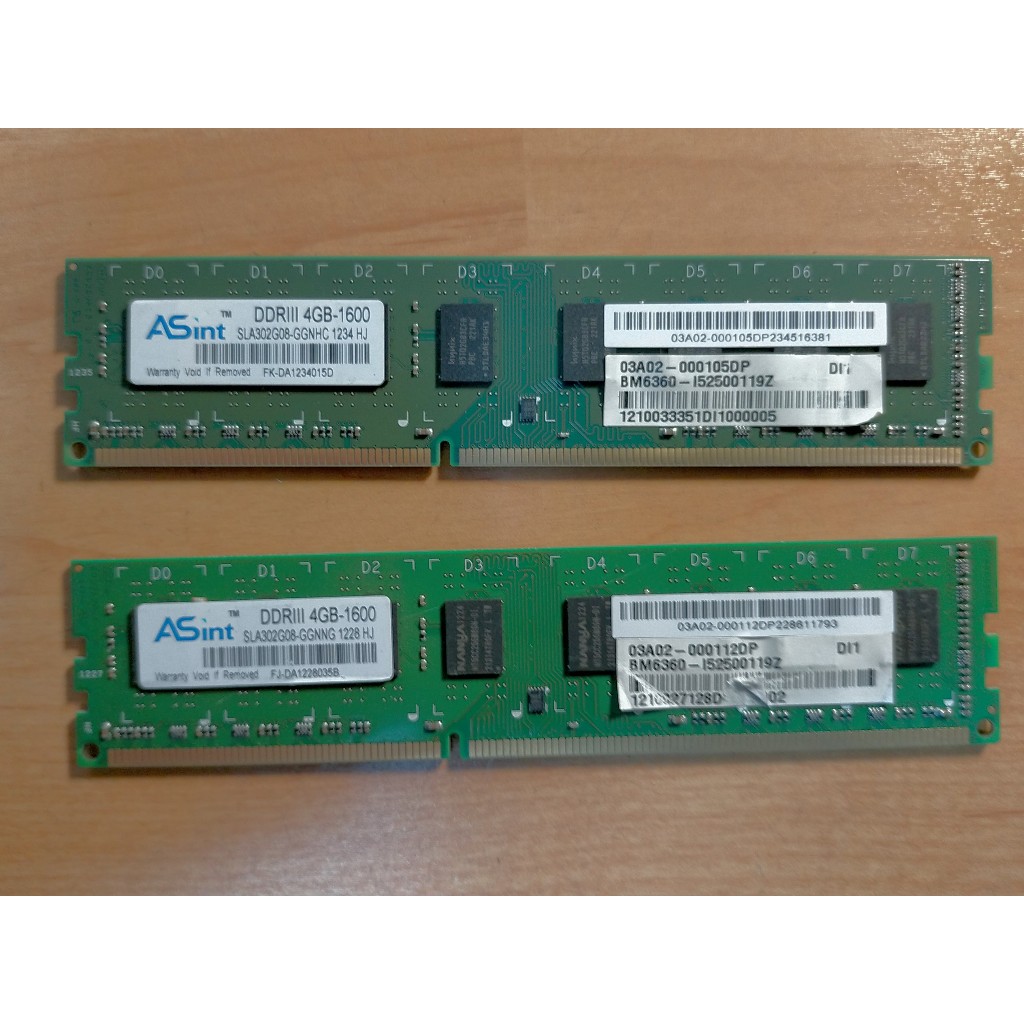 D.桌上型電腦記憶體-ASint昱聯科技DDR3-1600 雙通道4GB*2共8GB 不分售 直購價110