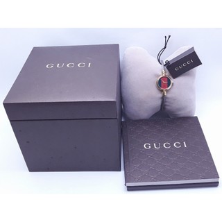 【Jessica潔西卡小舖】GUCCI圓形紅綠雙色面經典鋼索.手環石英女錶,附原裝錶盒及單,吊牌