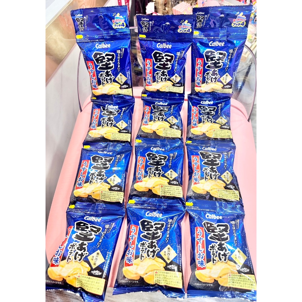 ☆新品現貨區2311☆Calbee 堅系列 厚切洋芋片 串串餅4連 鹽味 / 黑胡椒風味
