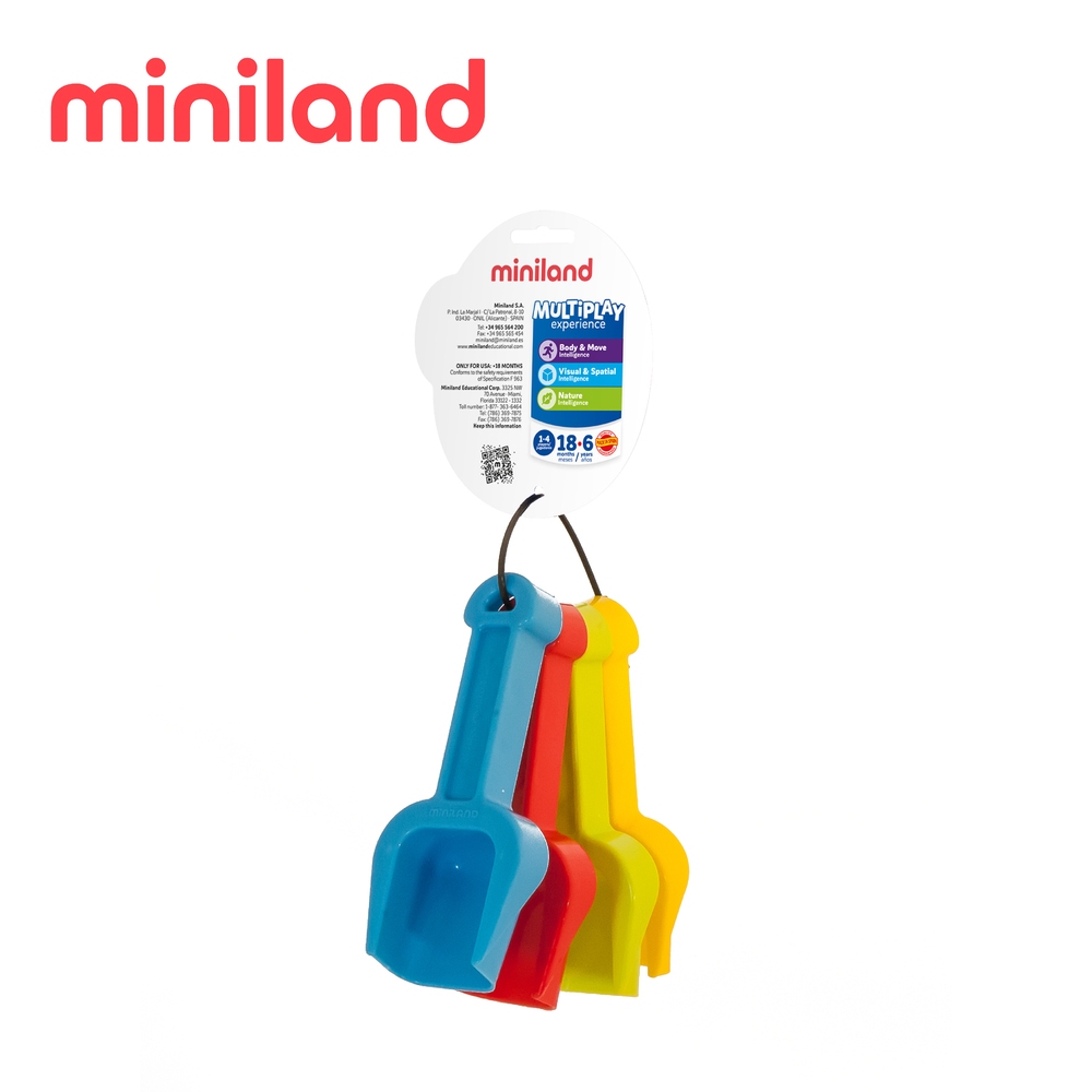 【西班牙miniland】沙雪地幼兒鏟子4入組-14cm 西班牙原裝進口 兒童玩具 玩具 戲水玩具 親子