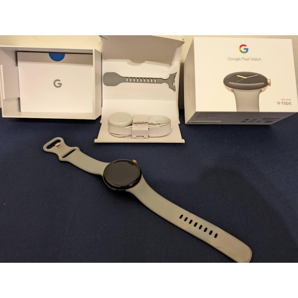 極新 Google Pixel Watch 一代 BT 藍牙版 WIFI 香檳金錶殼/霧灰色錶帶 保固到11月4日 二手