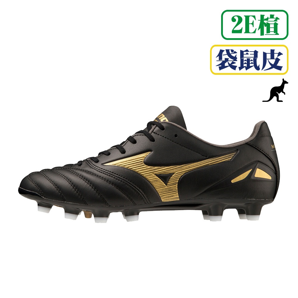 MIZUNO MORELIA NEO IV PRO 成人足球釘鞋 袋鼠皮 草地釘鞋 大釘 黑x金 P1GA233450