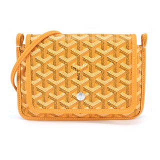 GOYARD PLUMET 經典LOGO翻蓋扁斜揹包-黃｜100%原廠真品｜JS Maxx官方旗艦館