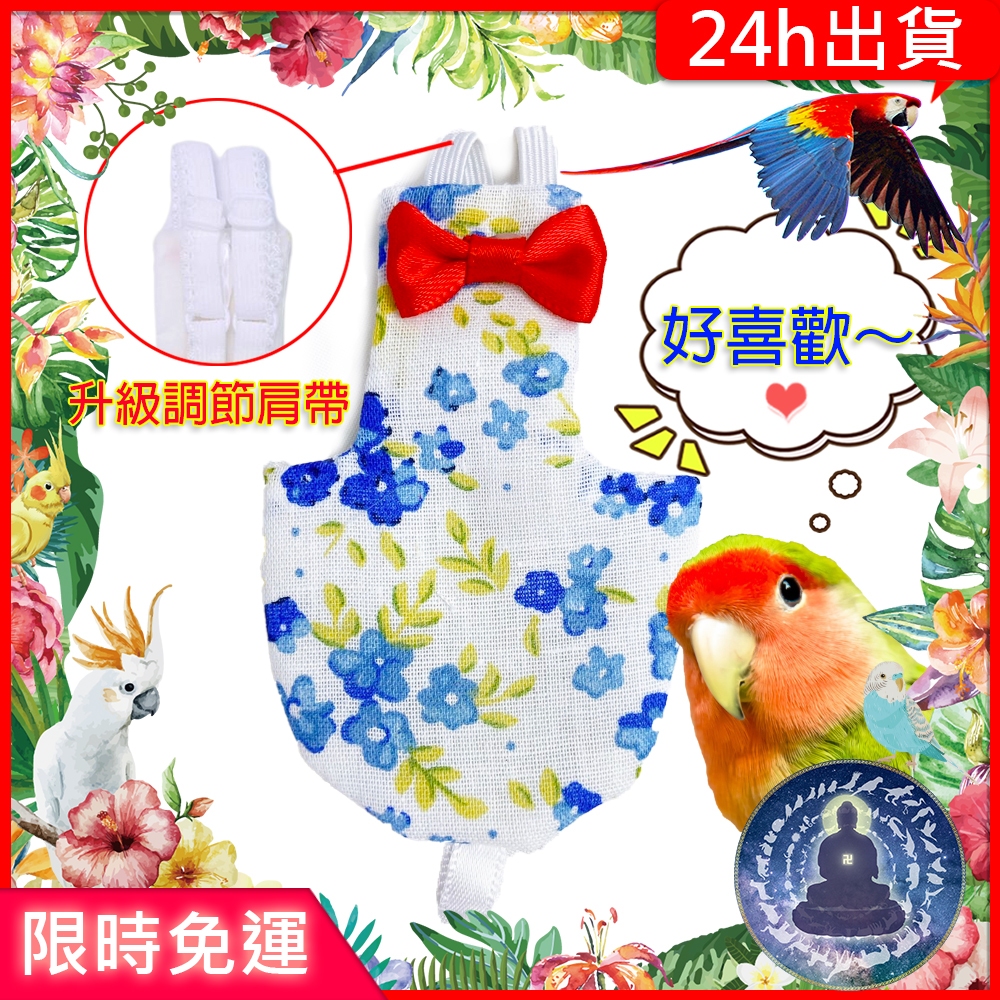 【寵物覺醒24h出貨】可調整鸚鵡衣服鳥衣服尿布衣屎兜鸚鵡玄鳳和尚虎皮折衷金輪凱克橫斑牡丹太平洋折衷灰鸚鵡巴丹