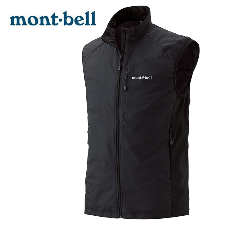 【Mont-bell 日本】Light Shell Vest 防風背心外套 男 黑色 (1106559)｜軟殼背心外套
