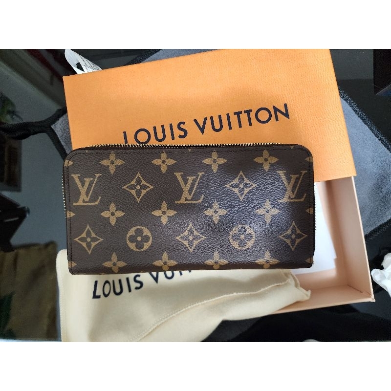 二手 LV/LOUIS VUITTON 路易威登 拉鍊長夾 錢包 皮包 M42616老花Monogram Zippy棕色