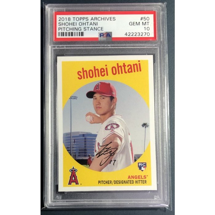 2018 Topps Archives #50 Shohei Ohtani 大谷翔平 球員卡 PSA 10 印刷簽名