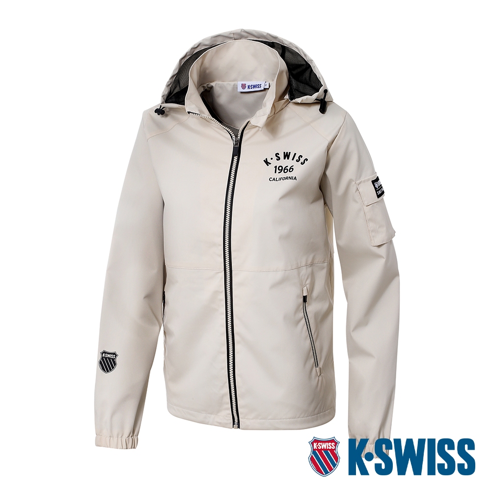 K-SWISS  Attached Hoodie Jacket防風外套-女-米白