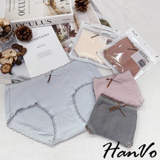 【HanVo】日系柔軟棉質波浪壓紋內褲 獨立包裝 中腰 甜美吸濕排汗透氣 流行少女內褲 內著 A11-5798
