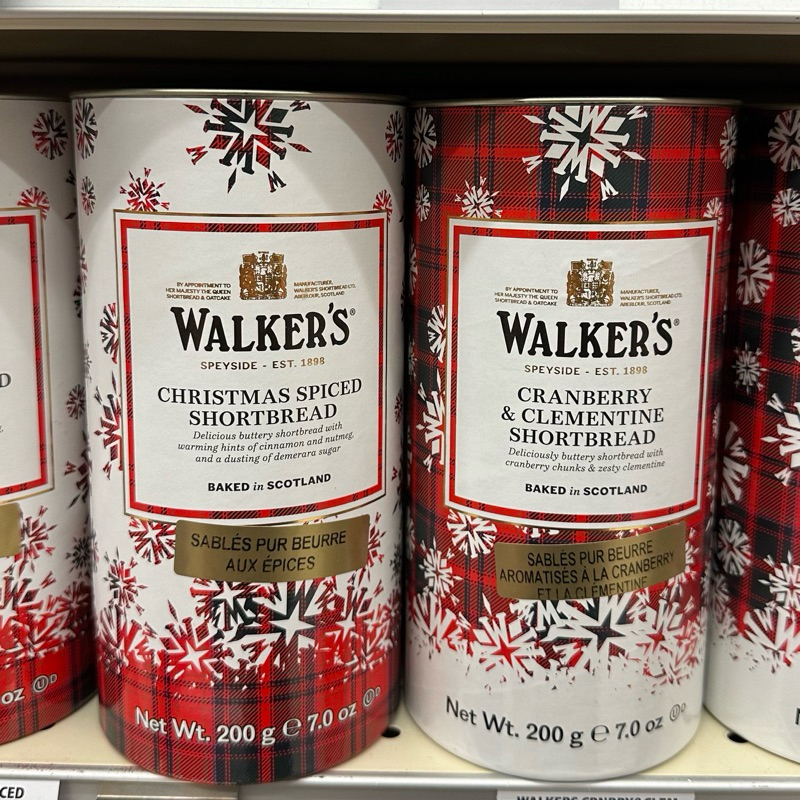 Walker’s 聖誕奶油短麵包餅乾罐裝 肉桂香料/蔓越莓