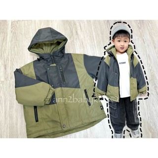 //ANN2 KIDS現貨// 童裝實拍 韓國韓版童裝 日系兒童加厚夾棉工裝風撞色拼接衝鋒外套 連帽外套 日系童裝
