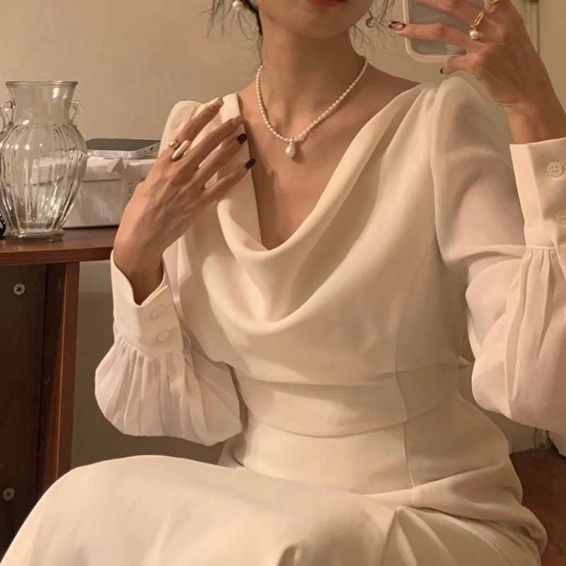 Multiflora Rose——Birthday Dress 白 長袖 正裝 洋裝 禮服 晚禮服 晚宴服 氣質 約會