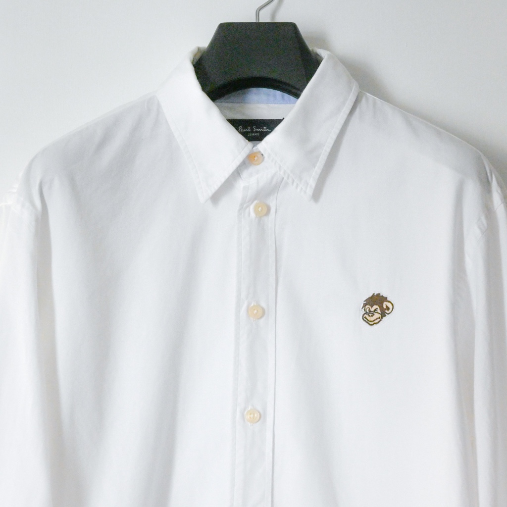 Paul Smith JEANS 燙印LOGO白色基本款 長袖襯衫 SIZE XL