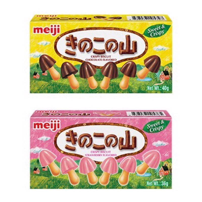 Meiji明治香菇造型餅乾 巧克力餅乾/草莓餅乾 小蘑菇餅乾