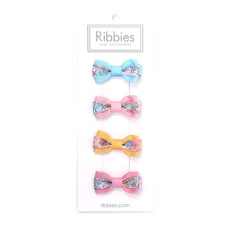 英國Ribbies 雙色緞帶蝴蝶結4入組-MS Pink