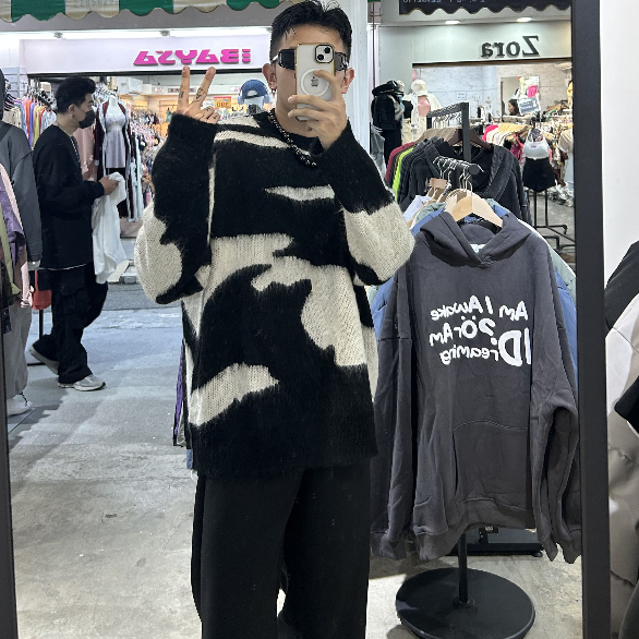 [H.A.X]韓國斑馬紋針織T 原創 正韓 oversize 街頭服飾 韓版 大尺碼 街頭風 潮流 穿搭 韓國 ootd