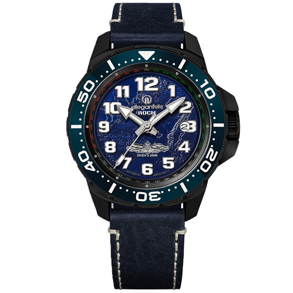 elegantsis / 海軍艦隊2.0 機械錶 牛皮錶帶 藍黑色/ELJX48MAS-ROCN-NU02LC/46mm