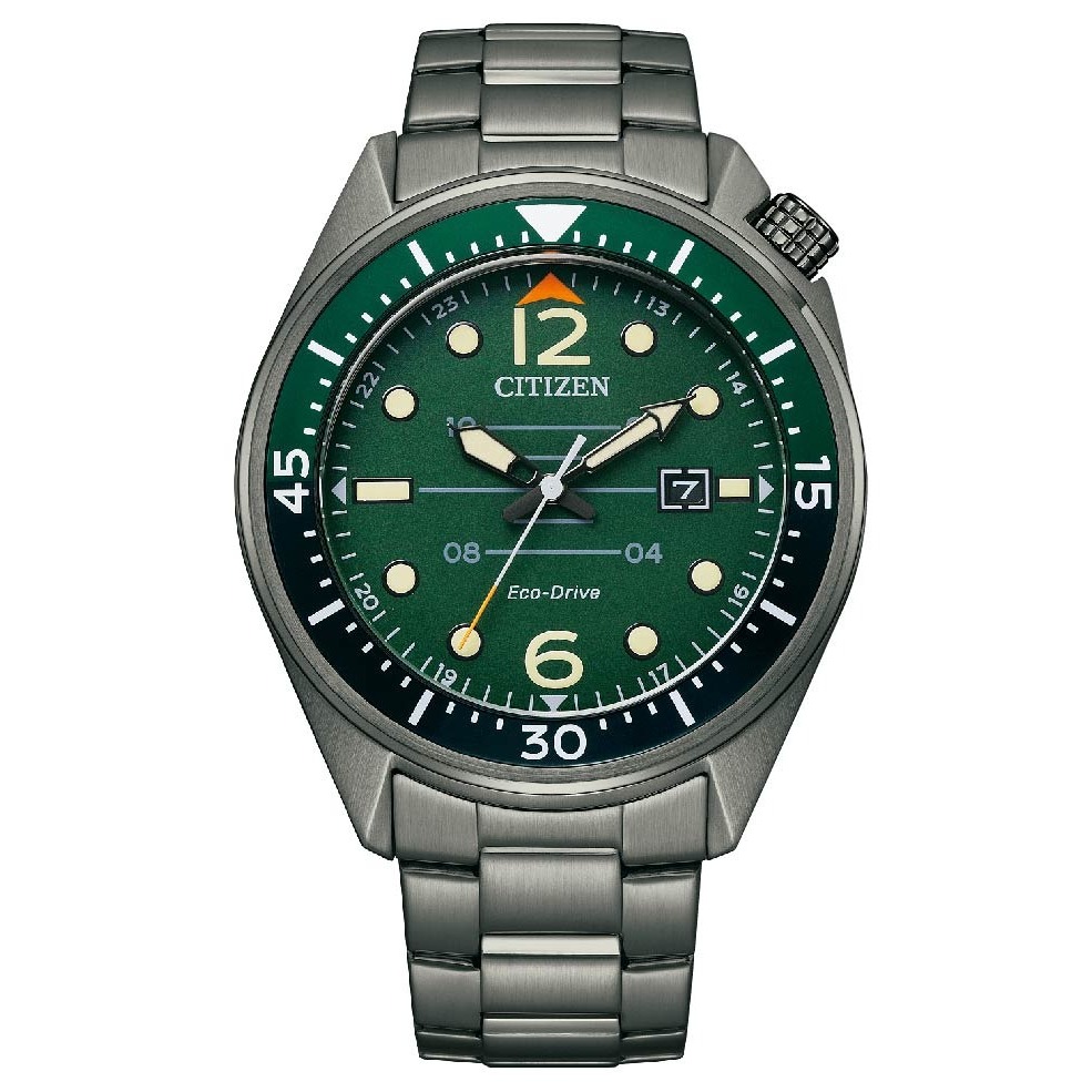 (聊聊享更優惠) CITIZEN星辰 GENT'S 系列 光動能 復古美式 墨綠 時尚腕錶44mm AW1717-81X