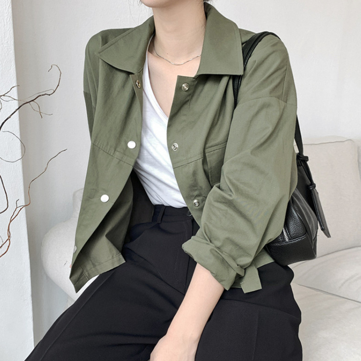 雅麗安娜 上衣 夾克 外套M-XL簡約休閒工裝夾克上衣 秋新純色韓版全棉茄克休閒外套DC09-8809.