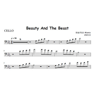 (大提琴譜/樂譜) 美女與野獸主題曲 beauty and the beast /Cello Sheets