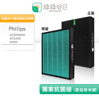 適用 Philips 飛利浦 AC4558 AC3259 3000i 抗菌HEPA濾網 複合 顆粒活性碳濾芯 清淨機濾心